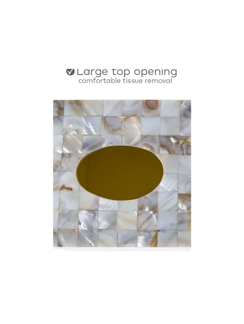 Milano NWT Mother Of Pearl Mosaic Rectagular Tissue Box Cover In Cream/Brown